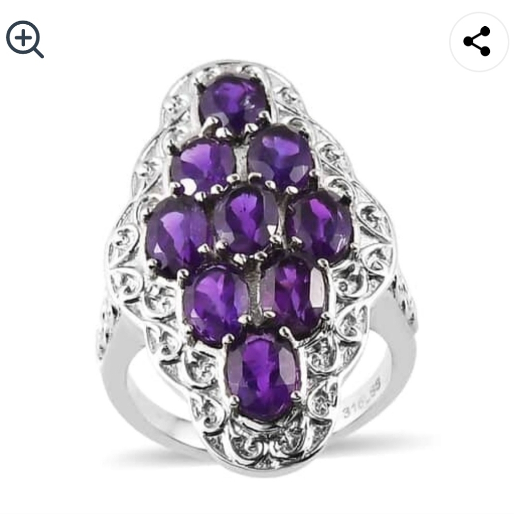 🆕️SIZE 6 GENUINE AMETHYST RING IN STAINLESS STEEL - FASHION RING